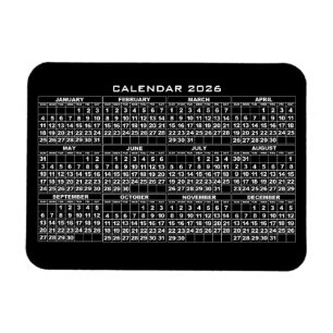 Flexible 2026 Calendrier Magnet Black