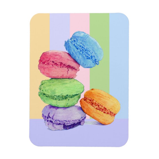 Flexible 5 Macarons rayures Flexi Magnet (Vertical)