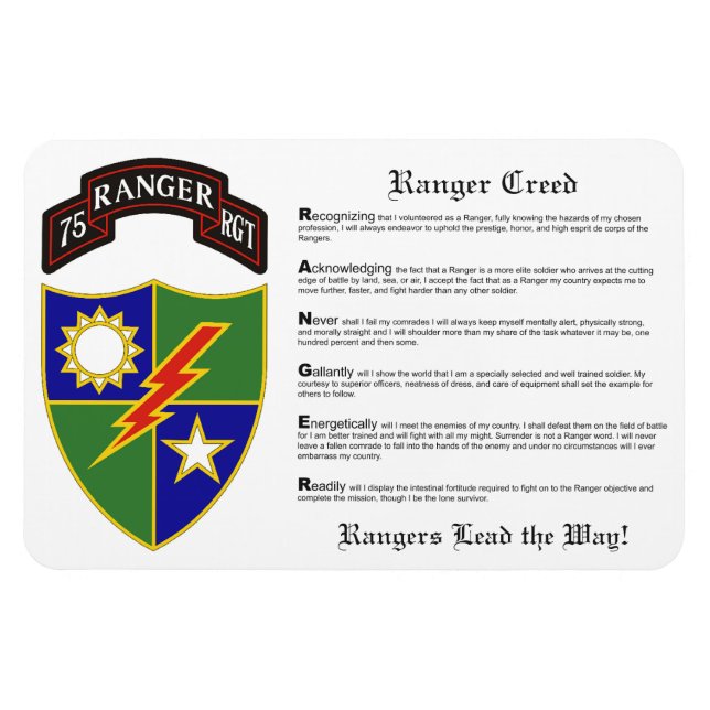 Flexible 75e Ranger Regiment Magnet 4x6 (Horizontal)