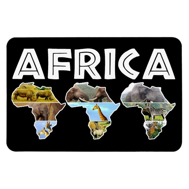 Flexible Afrique Faune Continent Trio Collage Magnet (Horizontal)
