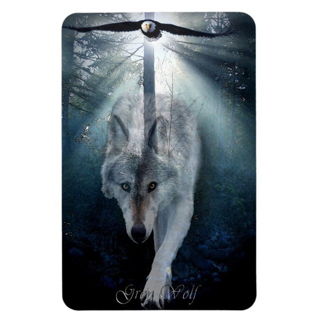 Flexible Aigle et loup gris Faune Art Magnet Premium (Vertical)
