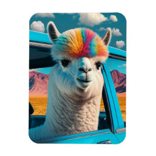 Flexible Amusant Alpaca dans une voiture Art Magnet flexibl