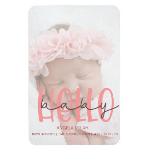 Flexible annonce de naissance rose fille Photo Magnet