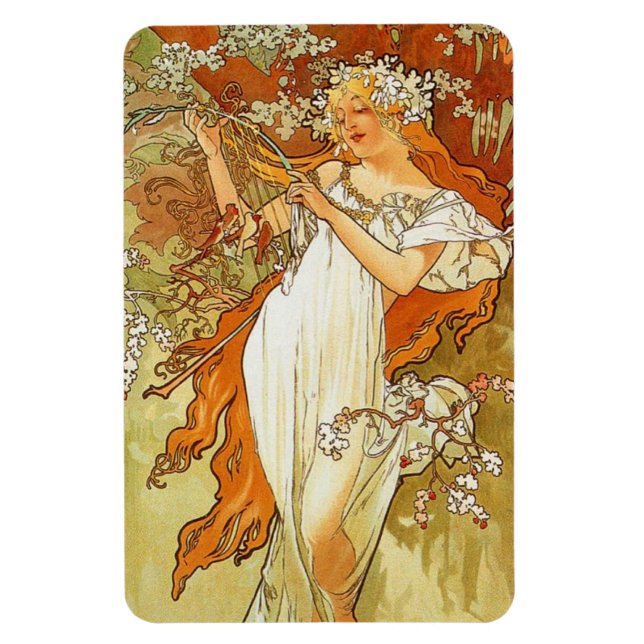 Flexible Art Nouveau Alphonse Mucha Spring Magnet (Vertical)