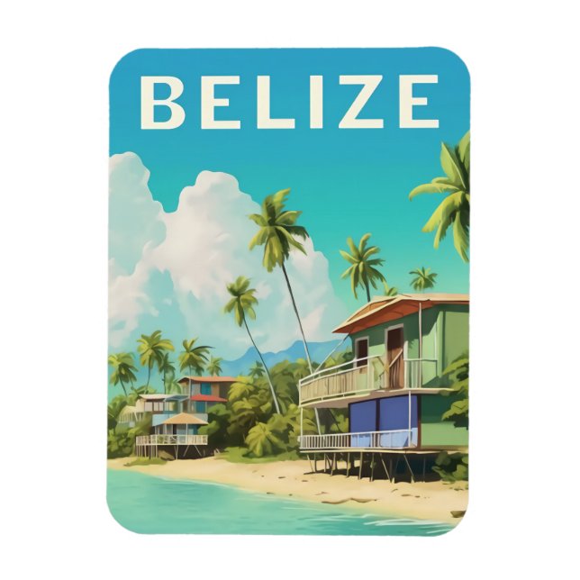 Flexible Belize Beach House Voyage Souvenir Magnet (Vertical)