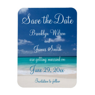 Flexible Blue Beach Wedding Enregistrer La Date Magnet