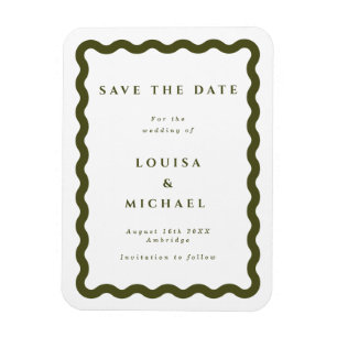 Flexible Boho Green Wavy Frame Wedding Save the Date Magnet