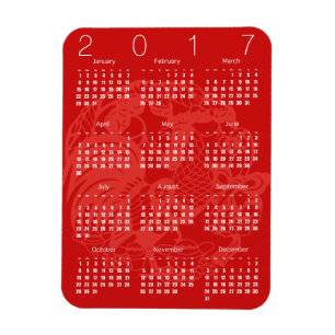 Flexible Calendrier 2017 du Red Papercut Rooster Magnet 2