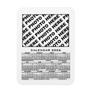 Flexible Calendrier 2026 Ajouter 1 Photos Magnet Blanc