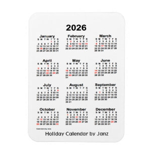 Flexible Calendrier des Fêtes Blanches 2026 par Janz Magnet