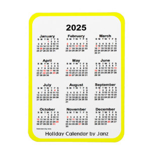 Flexible Calendrier des Fêtes Jaunes 2025 par Janz Magnet