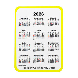 Flexible Calendrier des Fêtes Jaunes 2026 par Janz Magnet