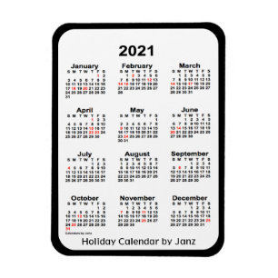 Flexible Calendrier des fêtes noires 2021 par Janz Magnet