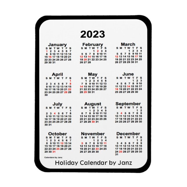 Flexible Calendrier des fêtes noires 2023 par Janz Magnet (Vertical)