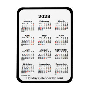 Flexible Calendrier des fêtes noires 2028 par Janz Magnet