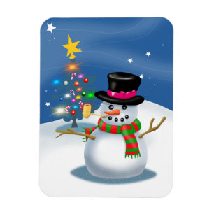 Flexible Caricature Snowman Magnet de Noël
