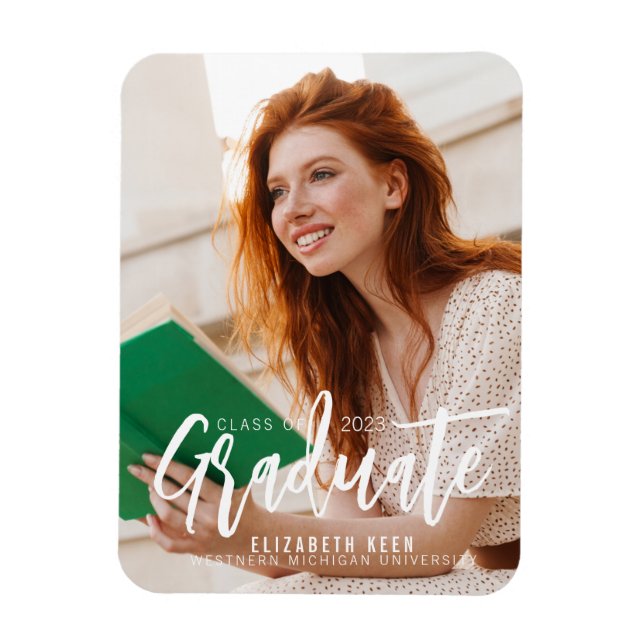 Flexible Casual Script | Magnet de Faire-part de diplôme (Vertical)