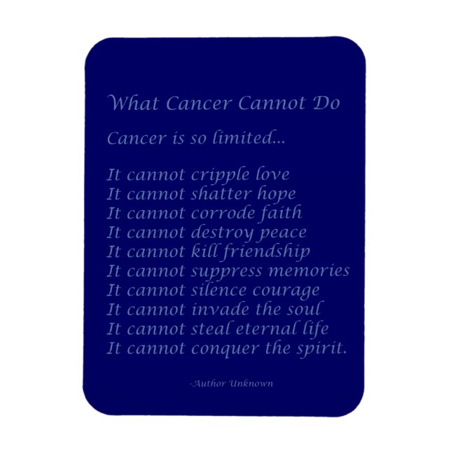 Flexible Ce que le cancer ne peut pas faire Poem Magnet (te (Vertical)