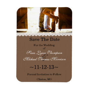 Flexible Chic Country Lace Photo Enregistrer La Date Magnet