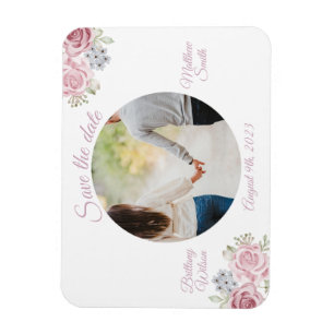 Flexible Cinnamon rose save the date wedding magnet