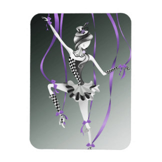 Flexible Clown Puppet Ballerina Purple Ribbon Fridge Magnet