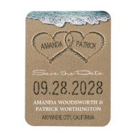 Coeurs sur la plage de sable Magnet Réservez la da