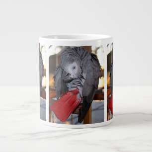 Flexible Congo African Grey Parrot with Red Tail Large Coffee Mug