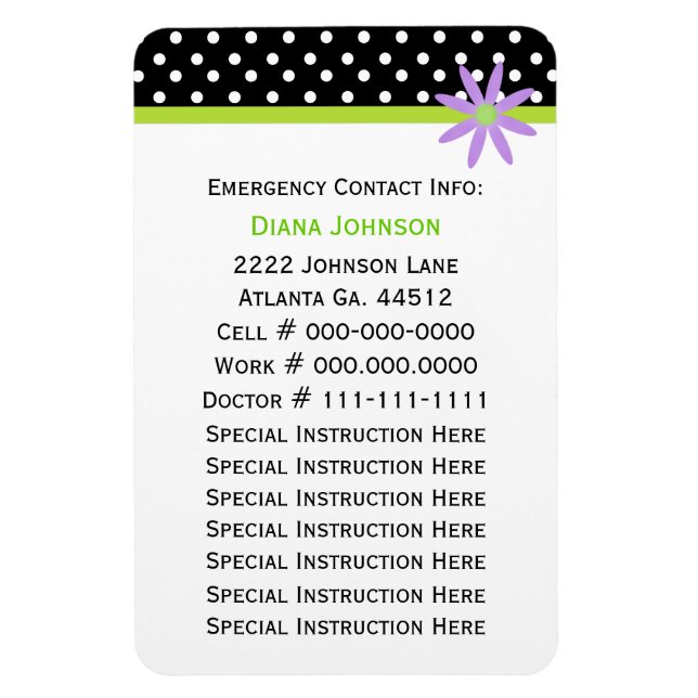 Flexible Contact d'urgence : Babysitter Premium Magnet (Vertical)