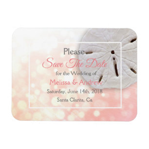 Flexible Coral Sand Dollar Wedding Save the Date Magnet