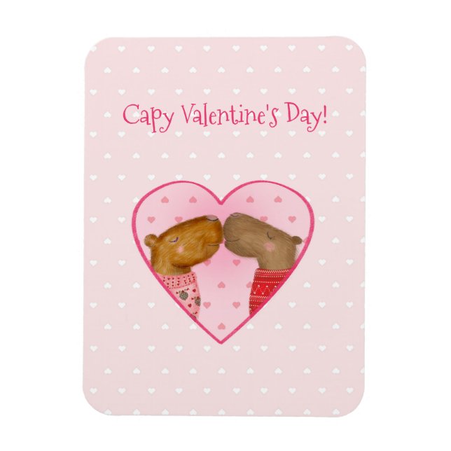 Flexible Cute capybara Valentine's Day magnet (Vertical)