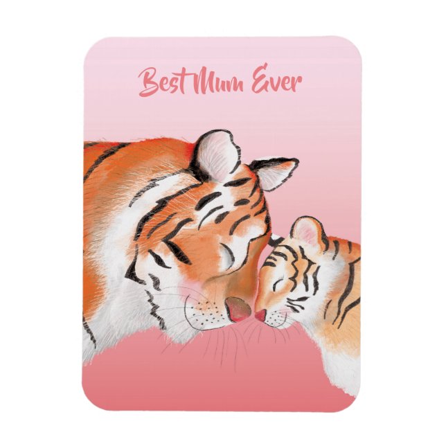 Flexible Cute mother and baby tiger magnet (Vertical)