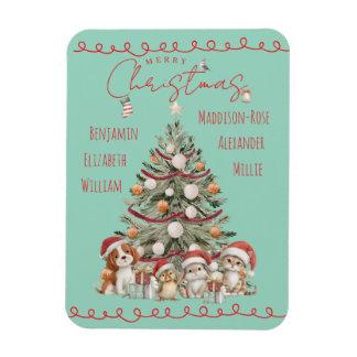 Flexible Cute Pets Watercolour Family Christmas Magnet