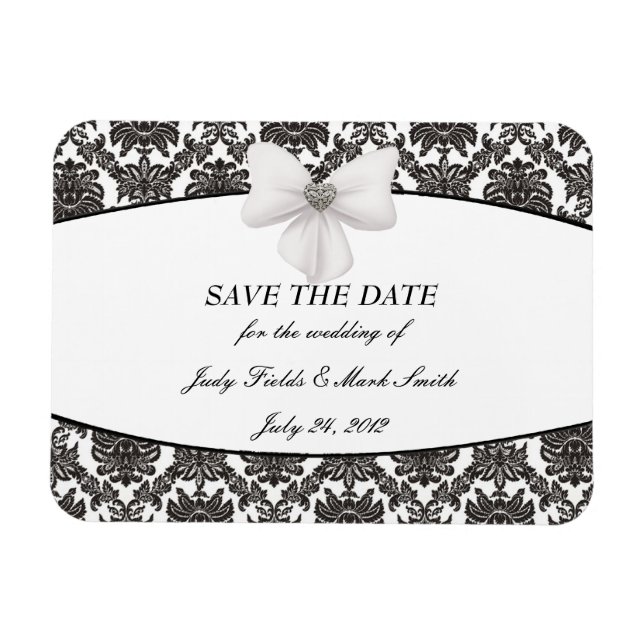 Flexible Damask Elegance Wedding Enregistrer La Date Magnet (Horizontal)