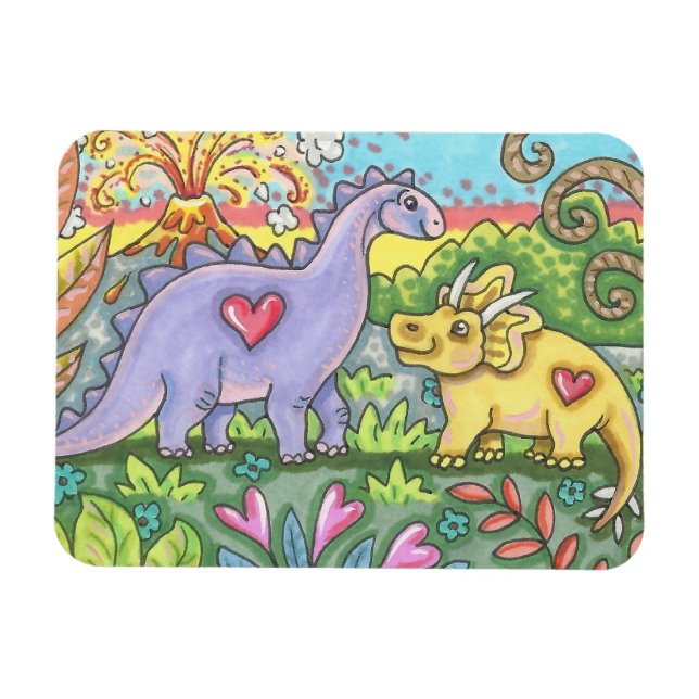 FLEXIBLE DINOSAUR VALENTINE MAGNET PRÉHISTORIQUE (Horizontal)