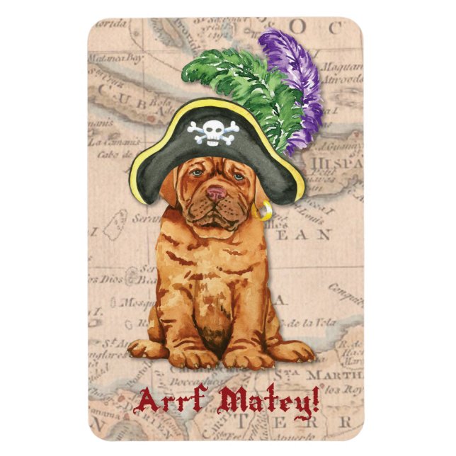 Flexible Dogue de Bordeaux Pirate Magnet (Vertical)