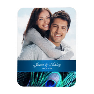 Flexible Elégant Magnet Réservez la date photo Peacock