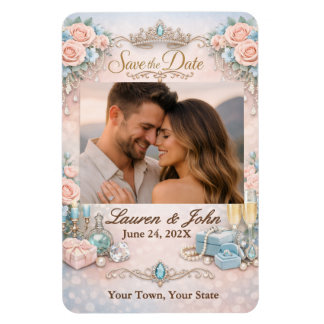 Flexible Eternally Majestic Photo Save Date Wedding Magnet