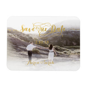 Flexible Faux Gold Foil Économisez notre date Magnet Vintag