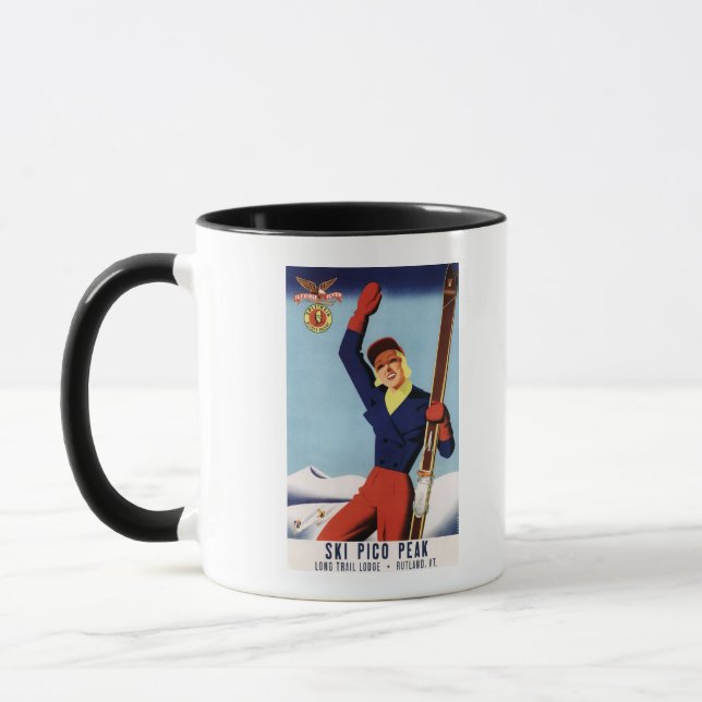 Flexible Flyer Pin-Up Skiing Girl Mug (Left)