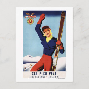 Flexible Flyer Pin-Up Skiing Girl Postcard