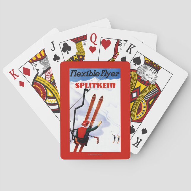 Flexible Flyer Splitkein Wooden Skis Promo Playing Cards (Back)