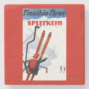 Flexible Flyer Splitkein Wooden Skis Promo Stone Coaster