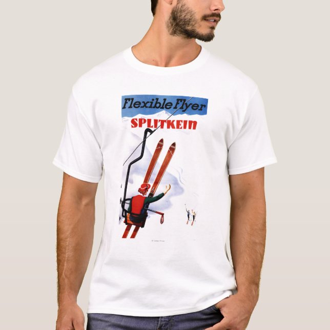 Flexible Flyer Splitkein Wooden Skis Promo T-Shirt (Front)