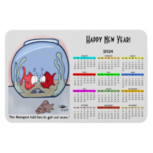 Flexible Funny Fish Story 2024 Calendrier Magnet photo