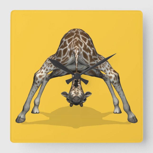 Flexible Giraffe Square Wall Clock (Front)