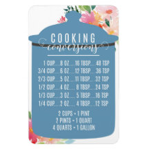 Graphique de conversion de cuisines | Magnet de po