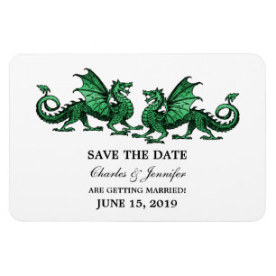 Flexible Green Elegant Dragons Save the Date Magnet