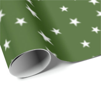 Flexible Green Stray Christmas Stars Wrapping Paper