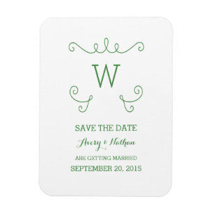 Flexible Green Whimsical Flourish Save the Date Magnet