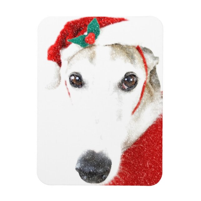 Flexible Greyhound Christmas Magnet - Pour la Charité (Vertical)